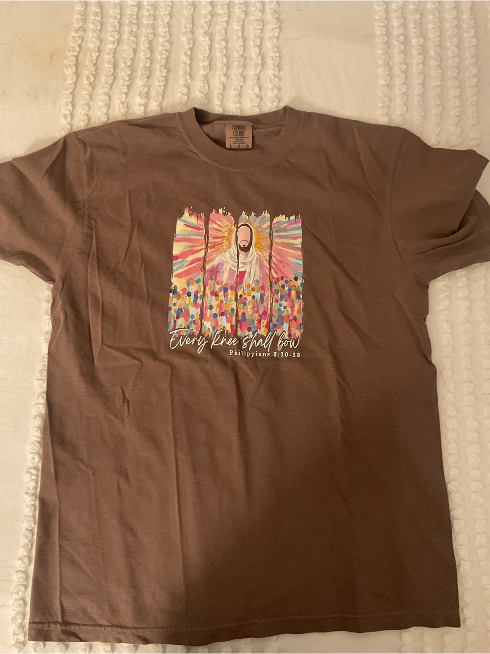 Comfort Colors Brown Graphic Tee with Multicolor Faith Design